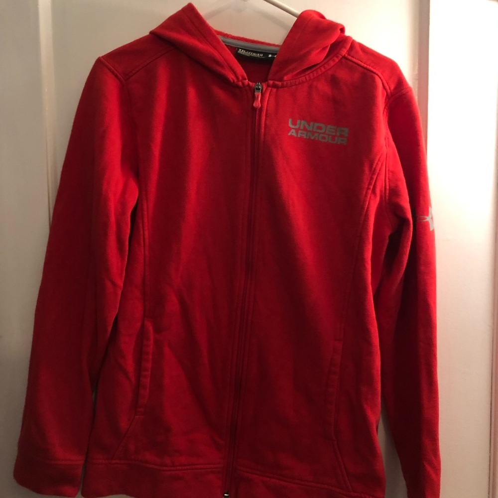 Youth Boys XL red Zip up Hoodie Under Armour